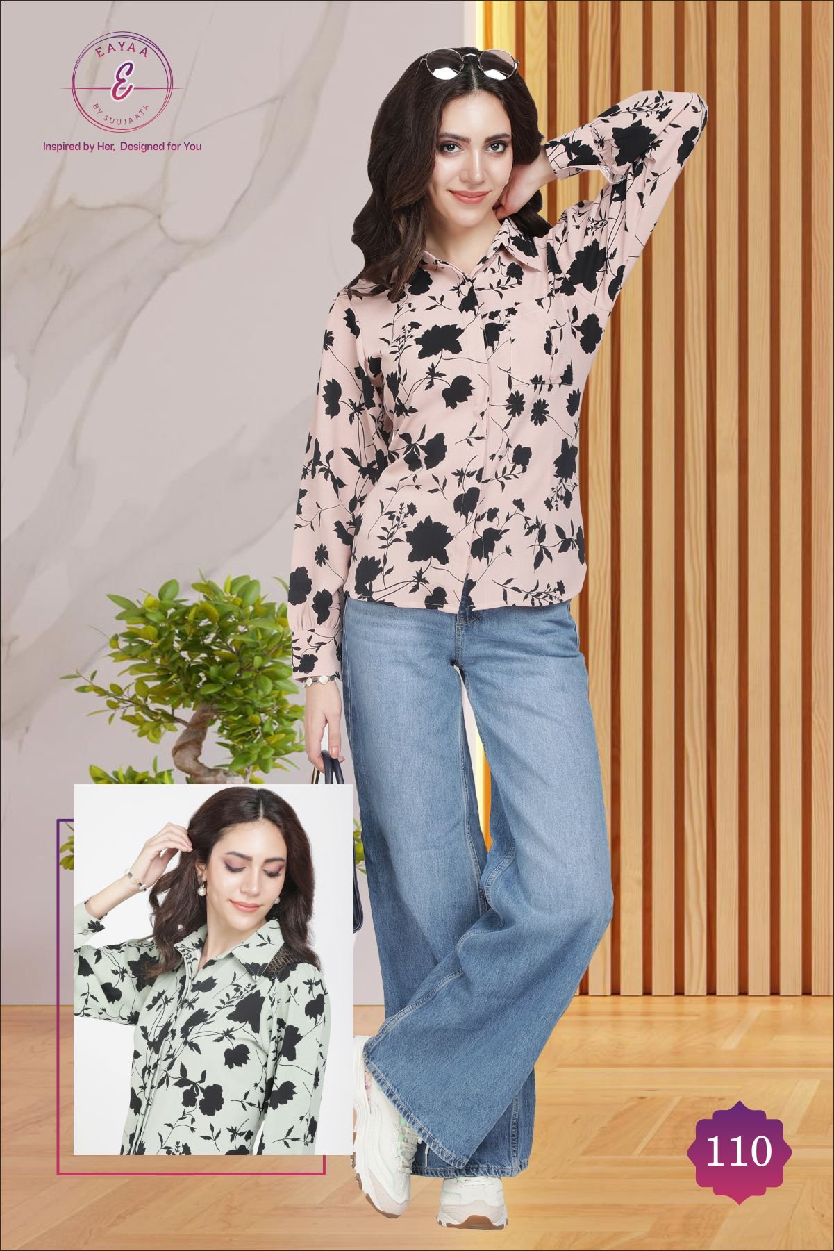 Flower Detail Shirt with Back Design